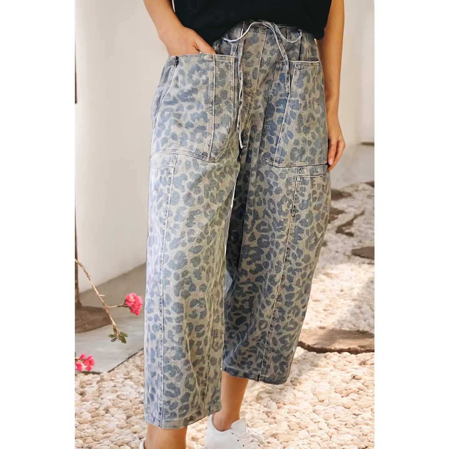 Leopard Printed Drawstring Pants