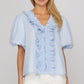 Baby Blue Smocked Ruffle Blouse