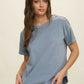 Exposed Seam Raw Edge Short Sleeve Top