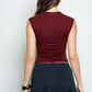 REVERSIBLE FUNNEL NECK SCRUNCH KNIT TOP