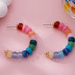 Colorful Beaded Half Hoops