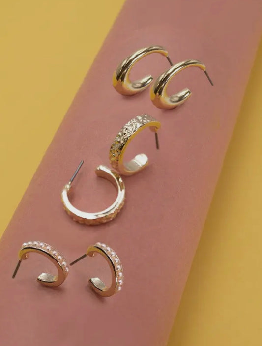 Dainty Pearl Mini Hoop Trio