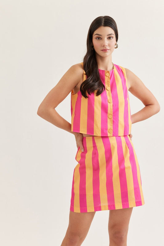 Citrus Striped Skirt Set