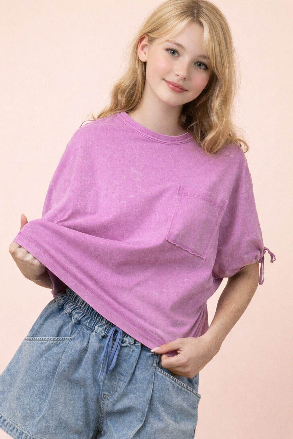 Tie Sleeve Magenta Blouse