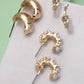 TRIO PEARL DIAMOND CUT HUGGIE HOOP EARRINGS