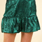 Shiny Woven Flare A-Line Holiday Mini Skirt