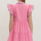 Pinstripe Flutter Sleeve Bubble Gum Mini