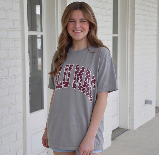 LULU MAC Maroon Polka Dot Tee