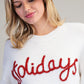 Holiday Glitter Text Round Neck Sweater