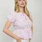 Embroidered Floral Front Tie Top