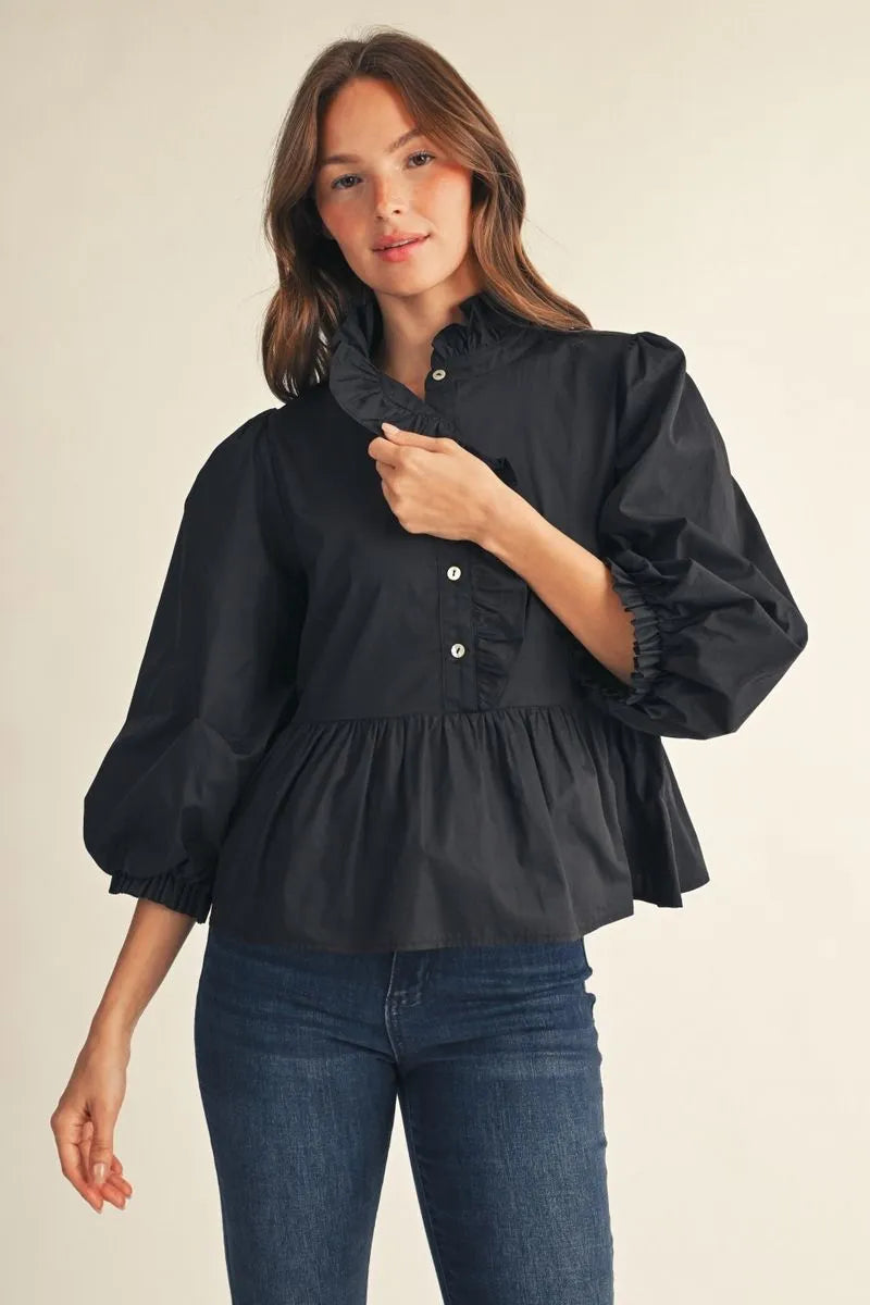 Ruffle Button Blouse