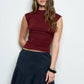 REVERSIBLE FUNNEL NECK SCRUNCH KNIT TOP