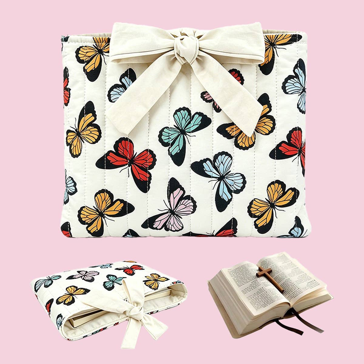 Walk By Faith Bible Cover Bow-tie Drawstring Bag