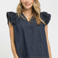 Frilled Ruffle Indigo Top
