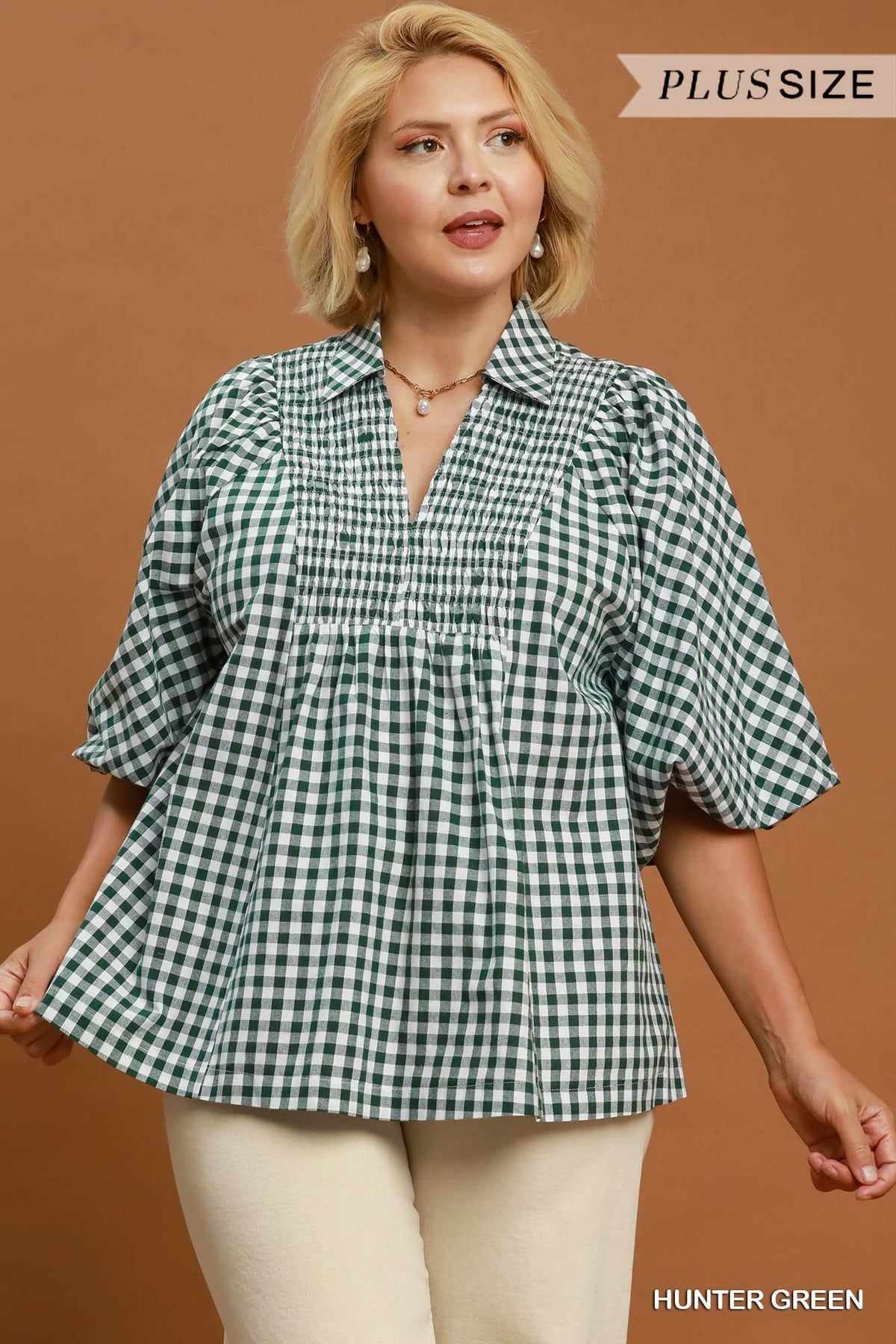 PLUS Plaid Yoke Top