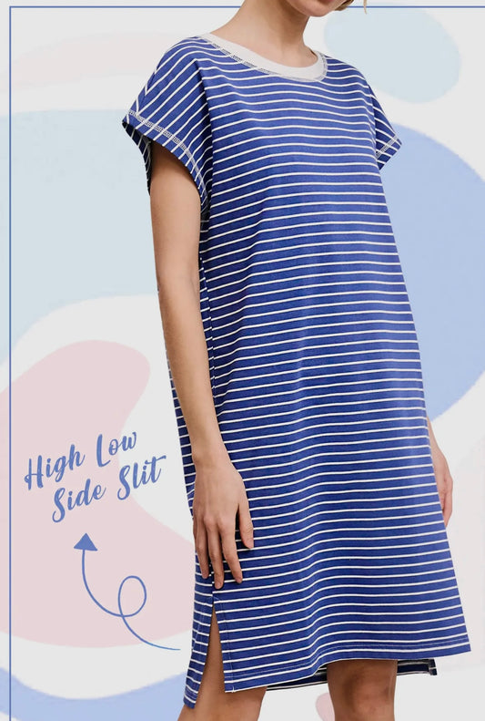 High Low Side Slit Striped Dress