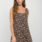 Floral Front Seam Sleeveless Denim Mini Dress