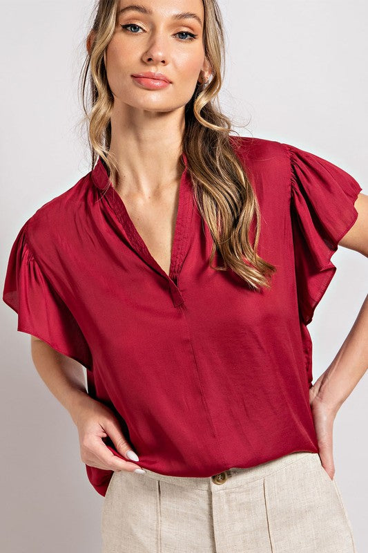 Casual V-neck Short Sleeve Blouse