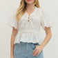 Smocked Bodice Peplum Top