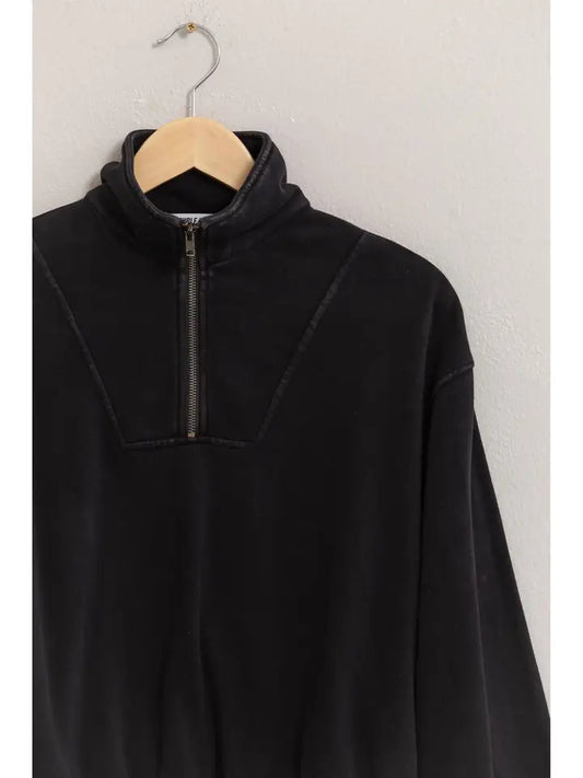 DOUBLE ZERO Half Zip Pullover Sweatshirt - Black