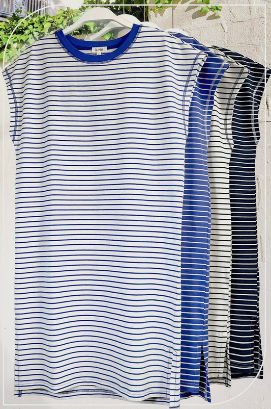 High Low Side Slit Striped Dress