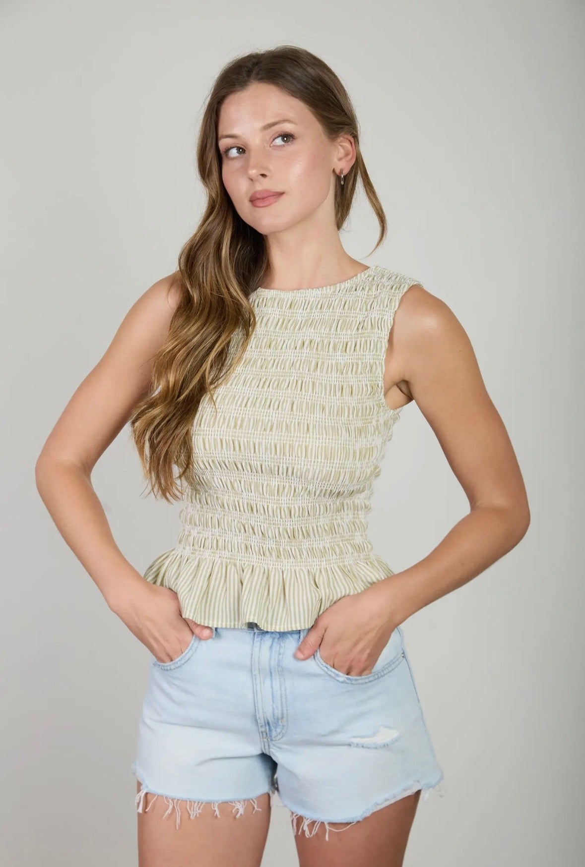 Stripe Smocked Blouse