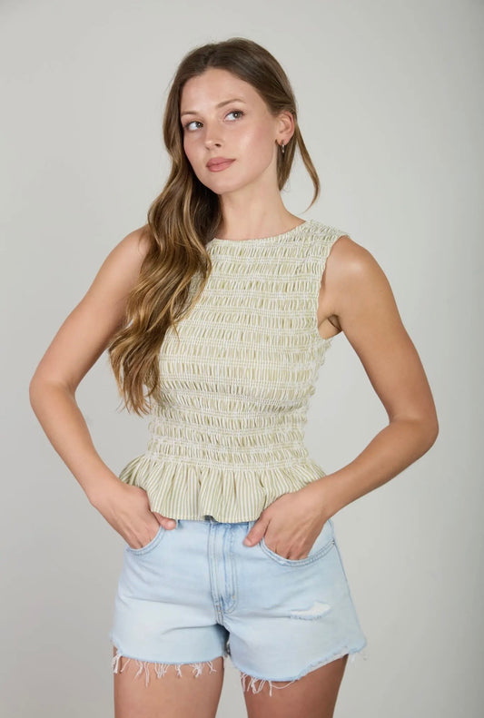 Stripe Smocked Blouse