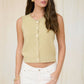 RAW EDGE BUTTON DOWN KNIT CARDIGAN VEST TOP