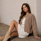 RAW EDGE EXPOSED SEAM BUTTON DOWN KNIT CARDIGAN