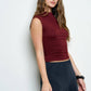 REVERSIBLE FUNNEL NECK SCRUNCH KNIT TOP
