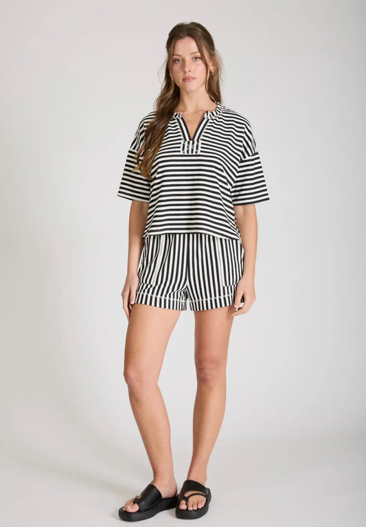 Drop Shoulder Striped Lounge Set
