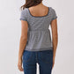 JT57348S - STRIPE SQUARE NK HENLEY BABYDOLL TEE