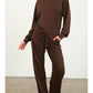 DOUBLE ZERO High Waist Wide Leg Drawstring Sweatpants - Chocolate Brown