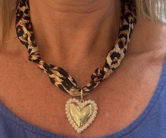 Cheetah Knotted Scarf Necklace