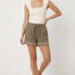 Contrast Trim Linen Shorts