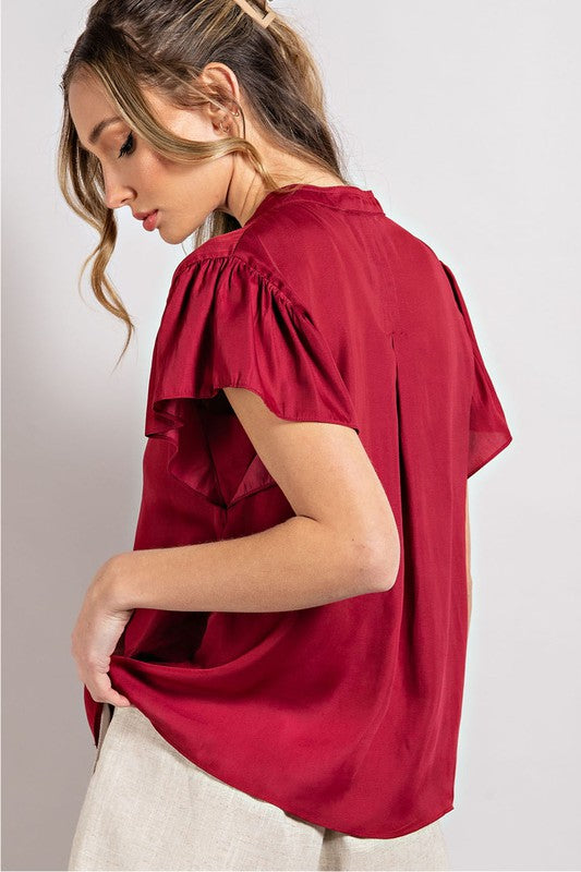 Casual V-neck Short Sleeve Blouse