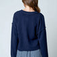 RAW EDGE EXPOSED SEAM BUTTON DOWN KNIT CARDIGAN