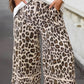 Laced Leopard Wide Leg Pants