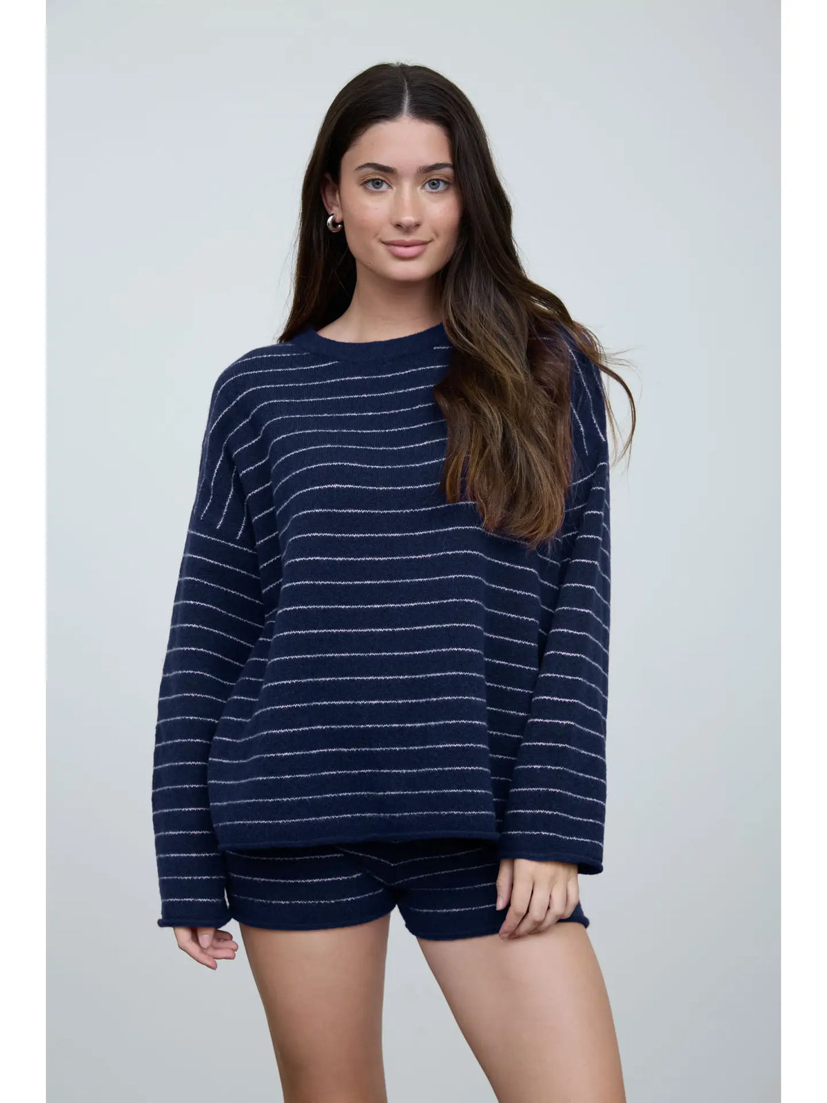 Striped Sweater Knit Short Set