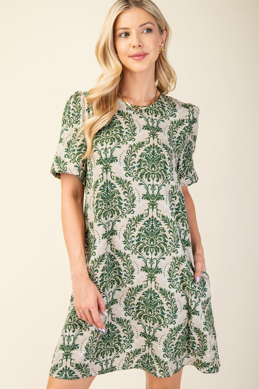 GIGIO Sage printed short sleeve dress