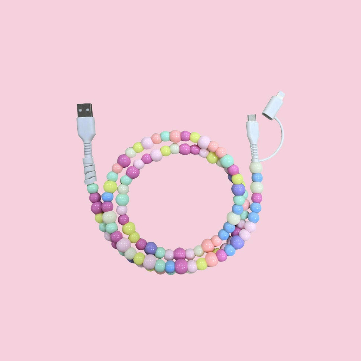 Beaded Data Cable 2 in 1 type-c to ip15