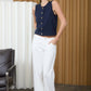 RAW EDGE BUTTON DOWN KNIT CARDIGAN VEST TOP