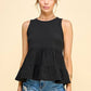 WK50480 - BABYDOLL TIER BUBLLE WOVEN TOP WITH TIE BACK