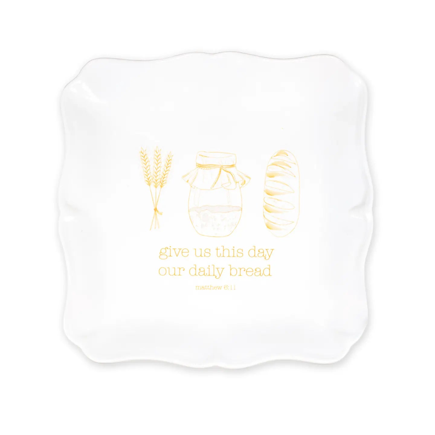 Give Us This Day Square Platter Antique White
