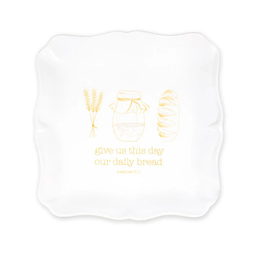 Give Us This Day Square Platter Antique White