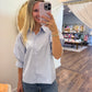 Sky 3/4 Sleeve Button Blouse