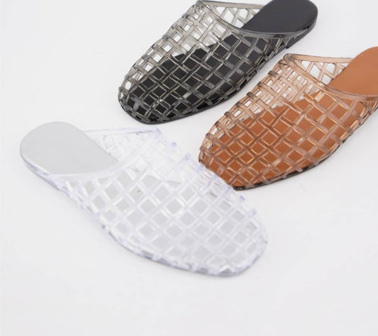 Clear Jelly Mule Flats