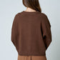 RAW EDGE EXPOSED SEAM BUTTON DOWN KNIT CARDIGAN