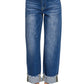 Wide Cuff Raw Hem Jean