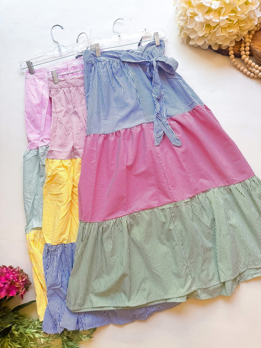 Sunny Stripes Tiered Skirt